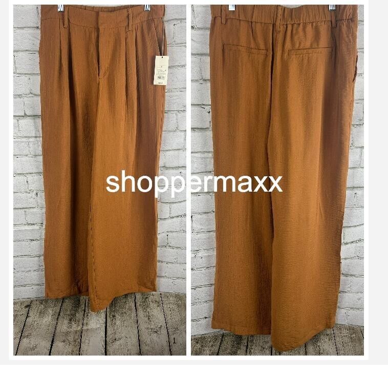 Women's High-Rise Wide Leg Pants-A New Day, Brown, Size 8, Wide Leg Casual Pants