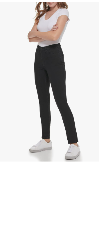 Calvin Klein Women's Hi Rise Slim Crop Denim, Real Black, 28