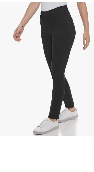 Calvin Klein Women's Hi Rise Slim Crop Denim, Real Black, 28