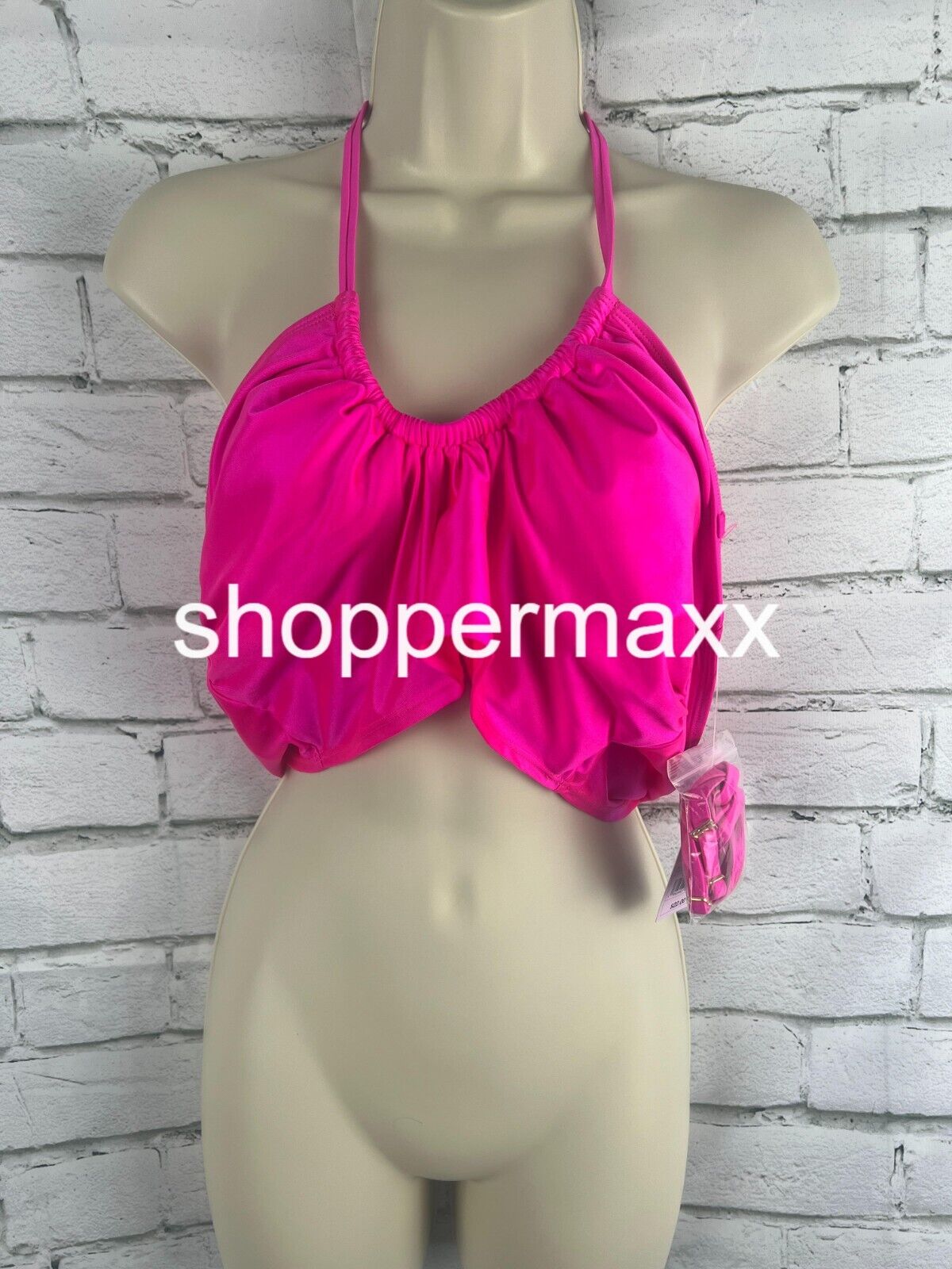 Women's Longline Wrap Halter Bikini Top - Wild Fable Pink Shine XL(16)