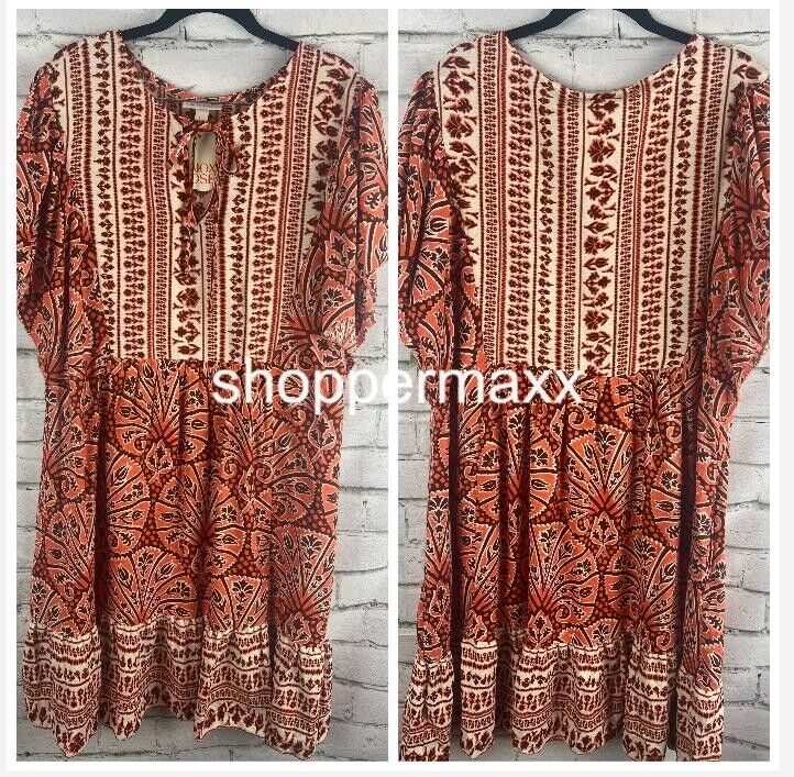 Women's Ruffle Short Sleeve A-Line Dress - Knox Rose Orange XXL