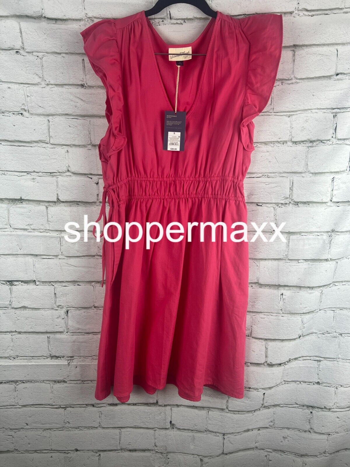 Women's Flutter Short Sleeve Dress - Universal Thread Full Bloom Pink Small