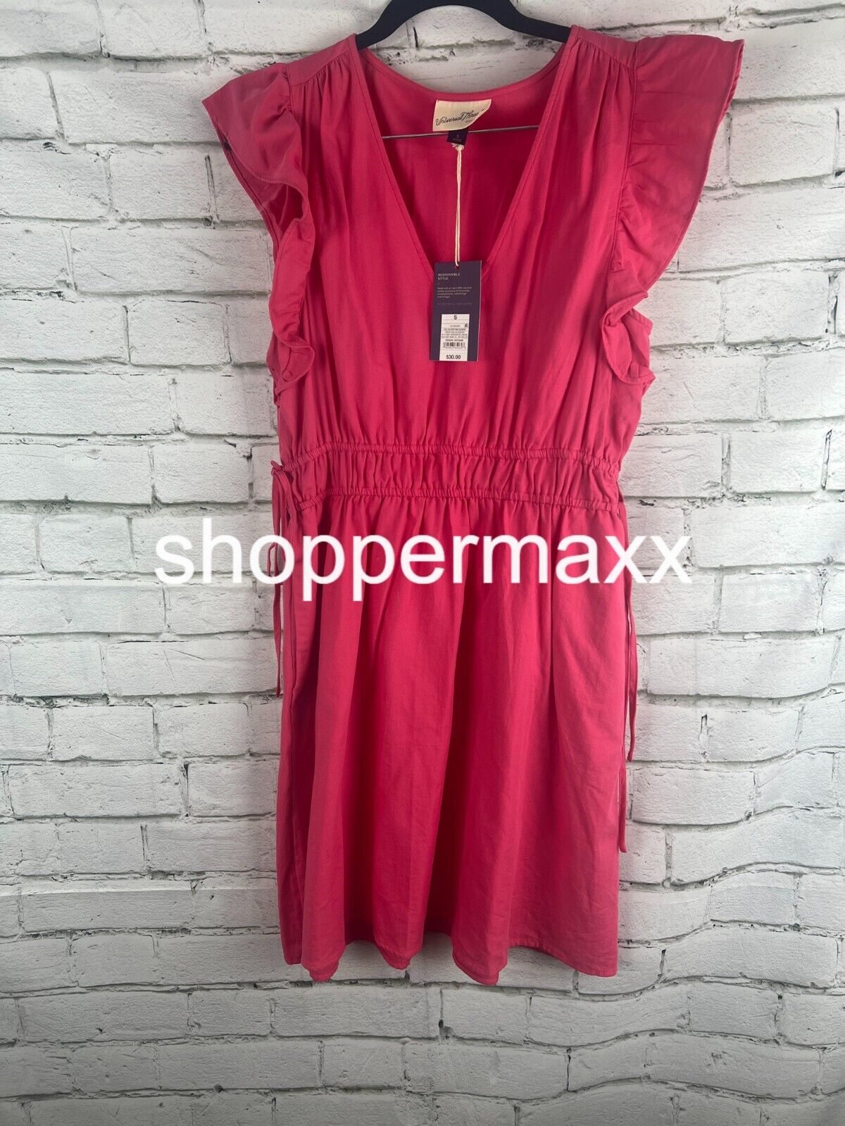 Women's Flutter Short Sleeve Dress - Universal Thread Full Bloom Pink Small