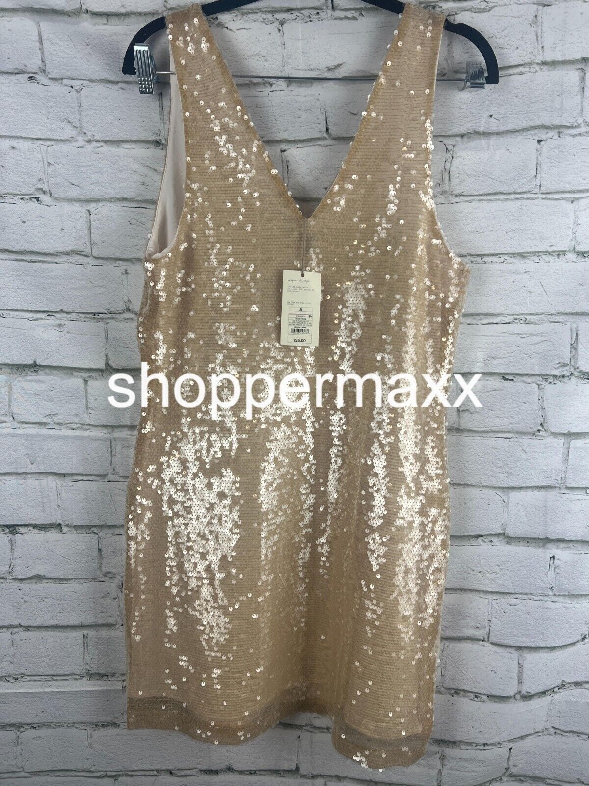 Women's Mini A-Line Sequin Dress - A New Day, Cream Color, Small Size