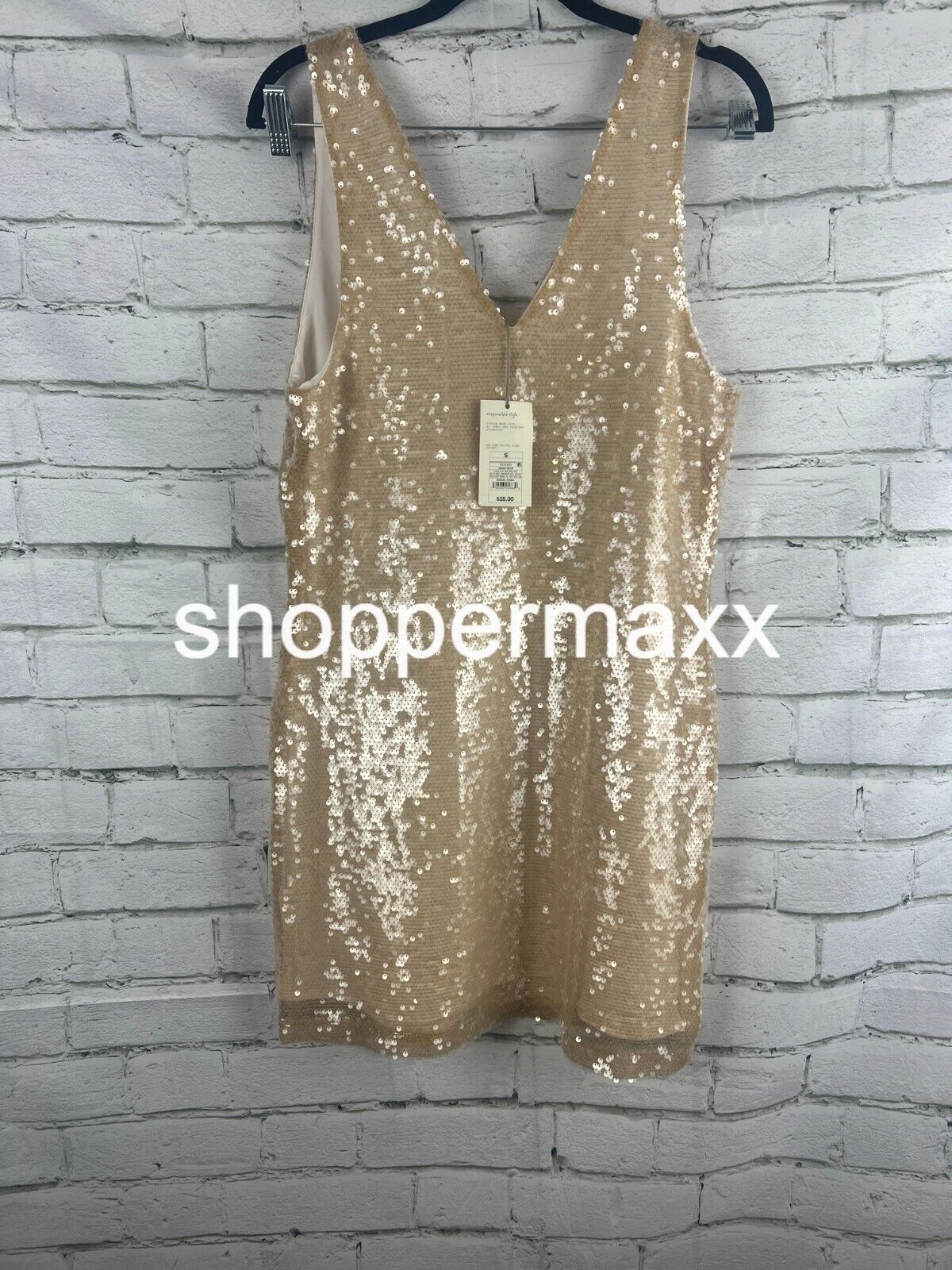 Women's Mini A-Line Sequin Dress - A New Day, Cream Color, Small Size