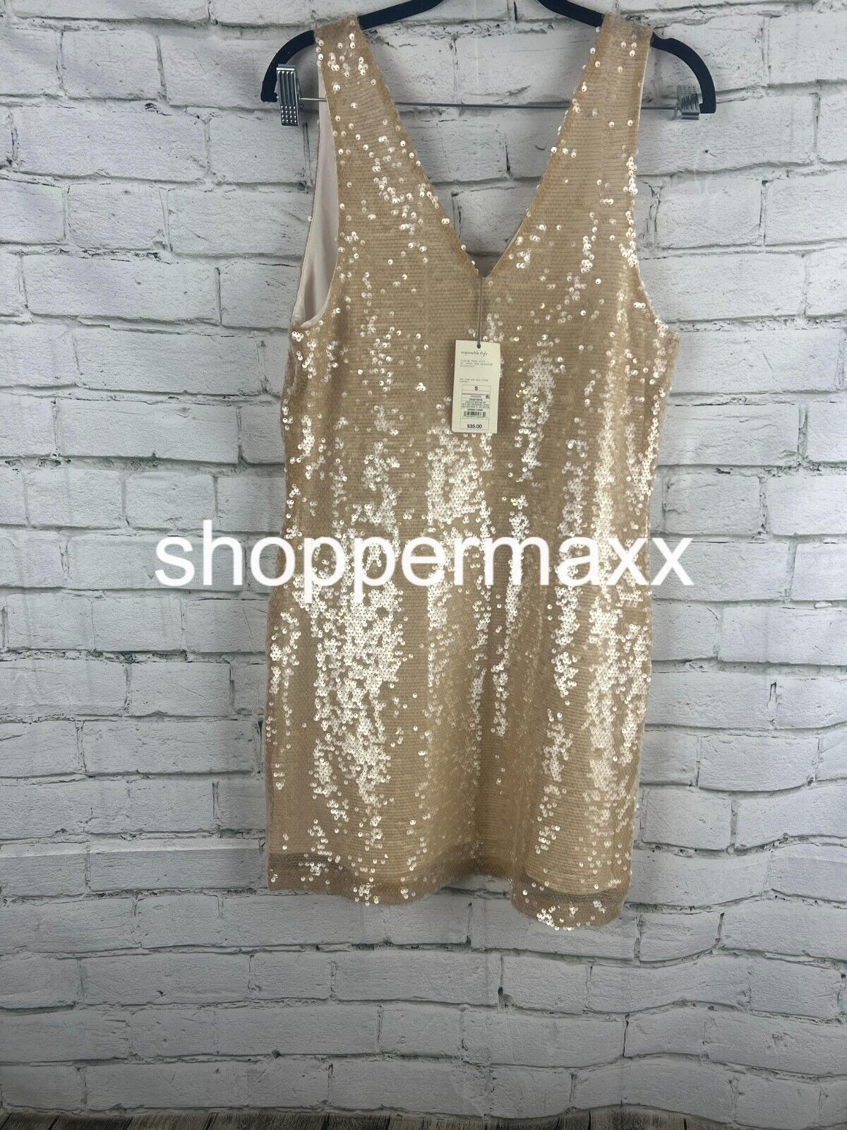 Women's Mini A-Line Sequin Dress - A New Day, Cream Color, Small Size