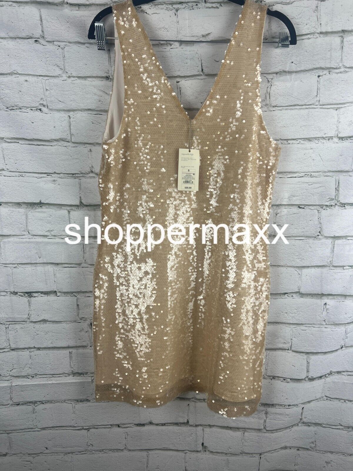 Women's Mini A-Line Sequin Dress - A New Day, Cream Color, Small Size