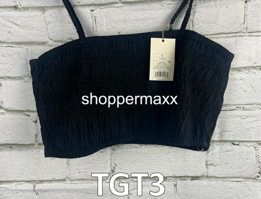 Women's Slim Fit Smocked Tiny Top Elastic spaghetti straps- A New Day Black L