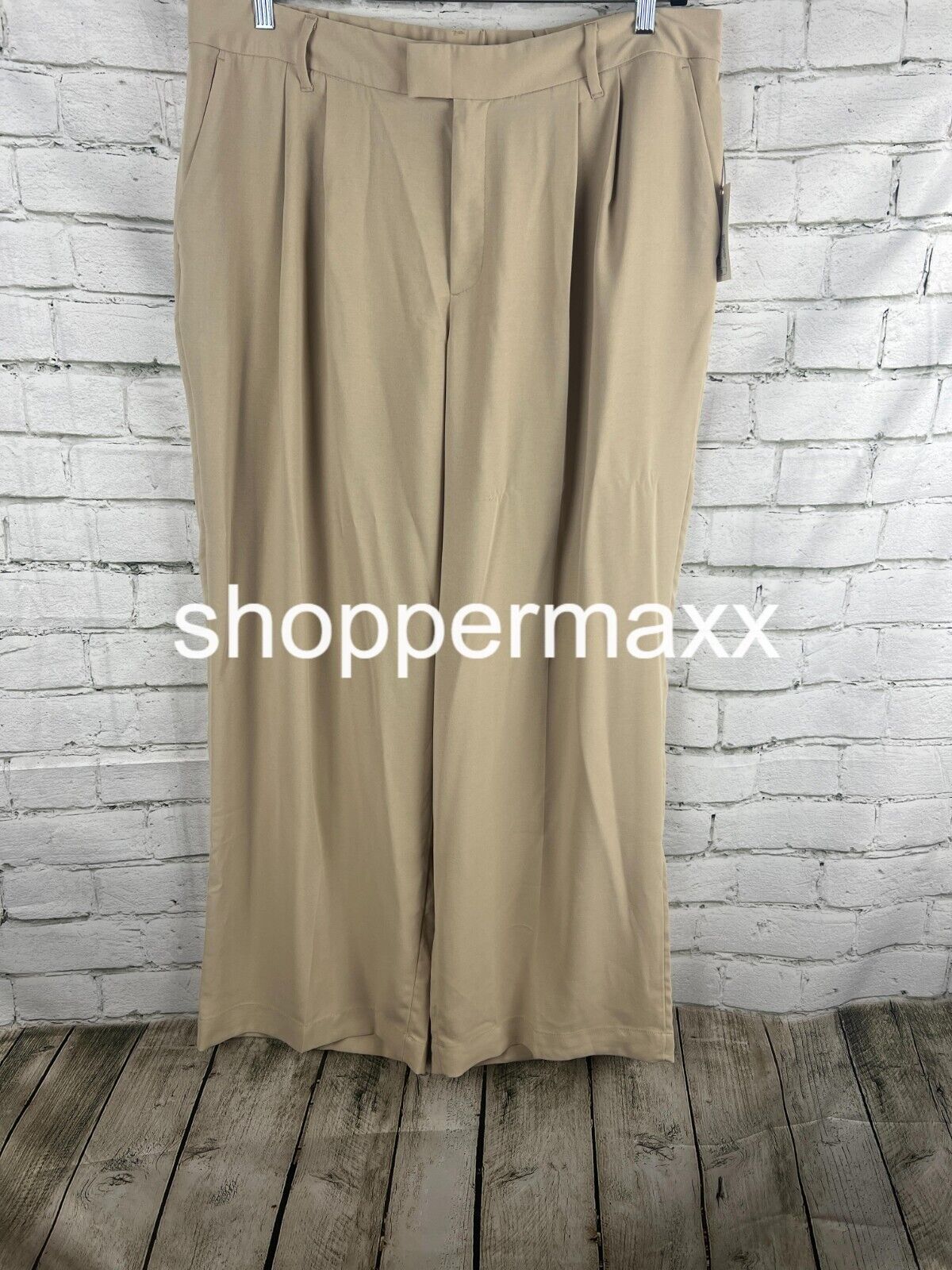 A New Day Women's High-Rise Wide Leg Fluid Pants - Size- 18, Beige