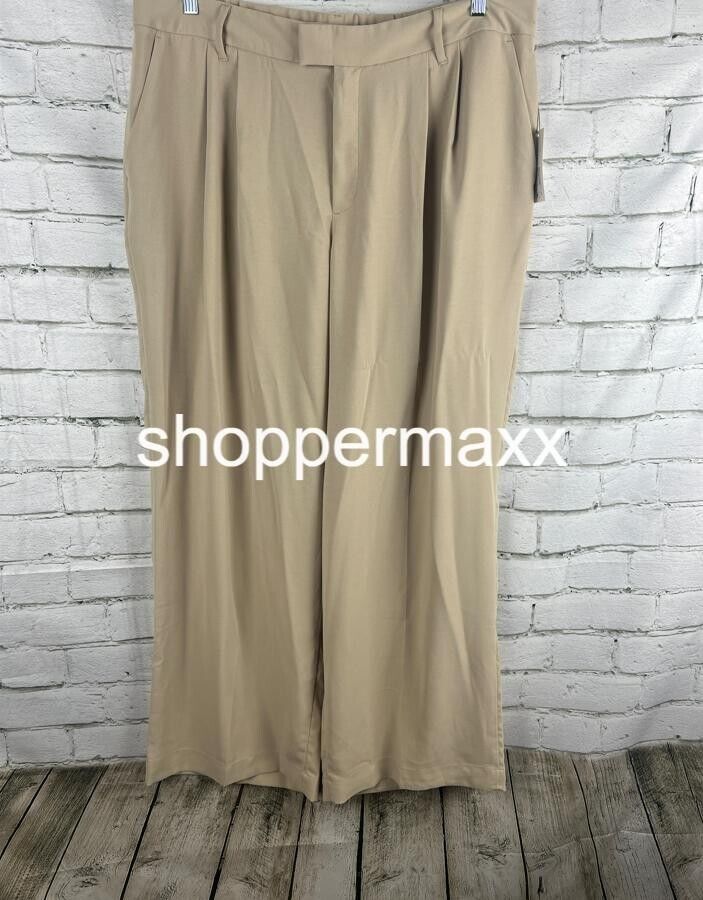 A New Day Women's High-Rise Wide Leg Fluid Pants - Size- 18, Beige