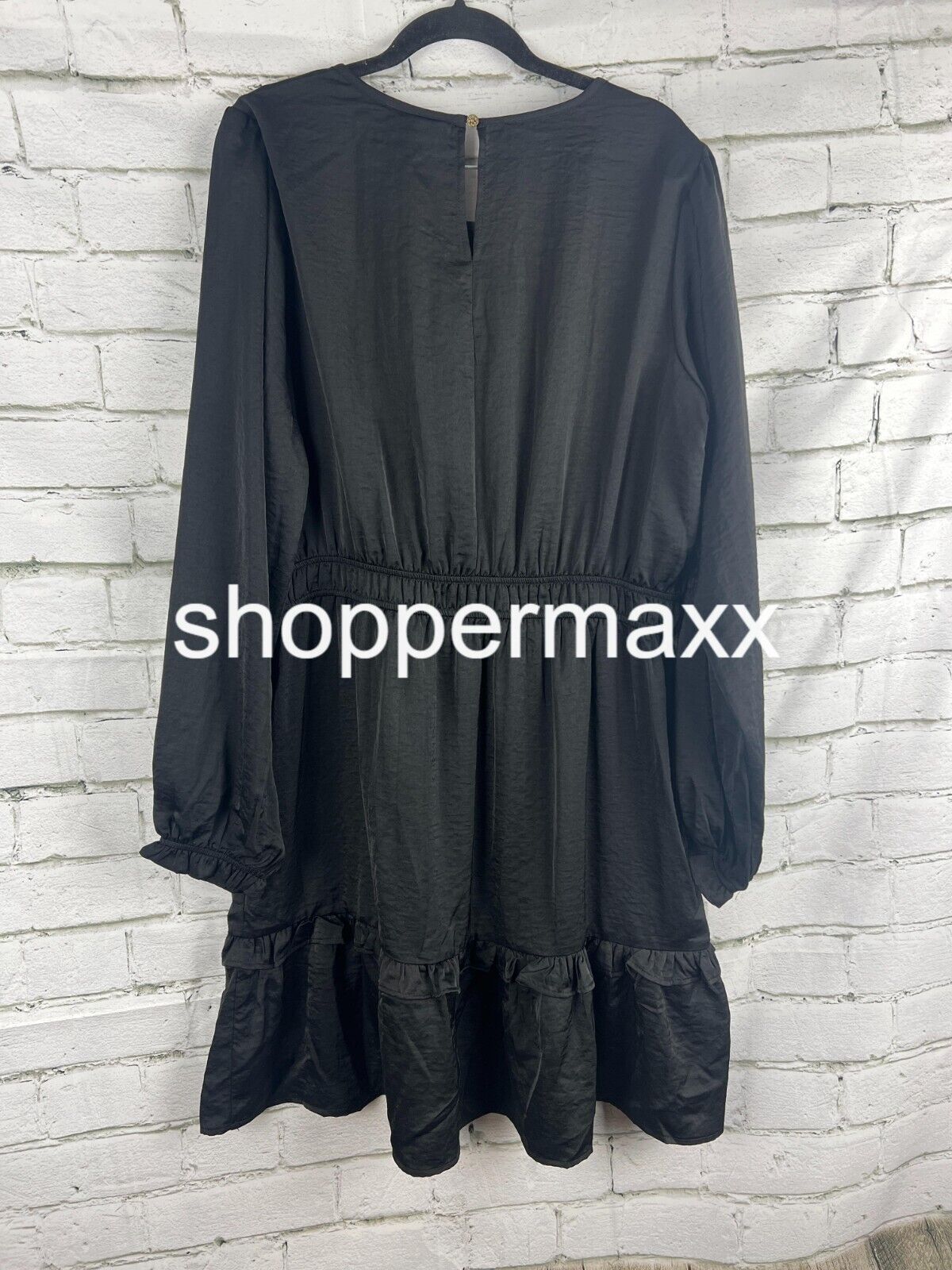 Women's Long Sleeve Satin Dress - Knox Rose, Black, Size X-Large
