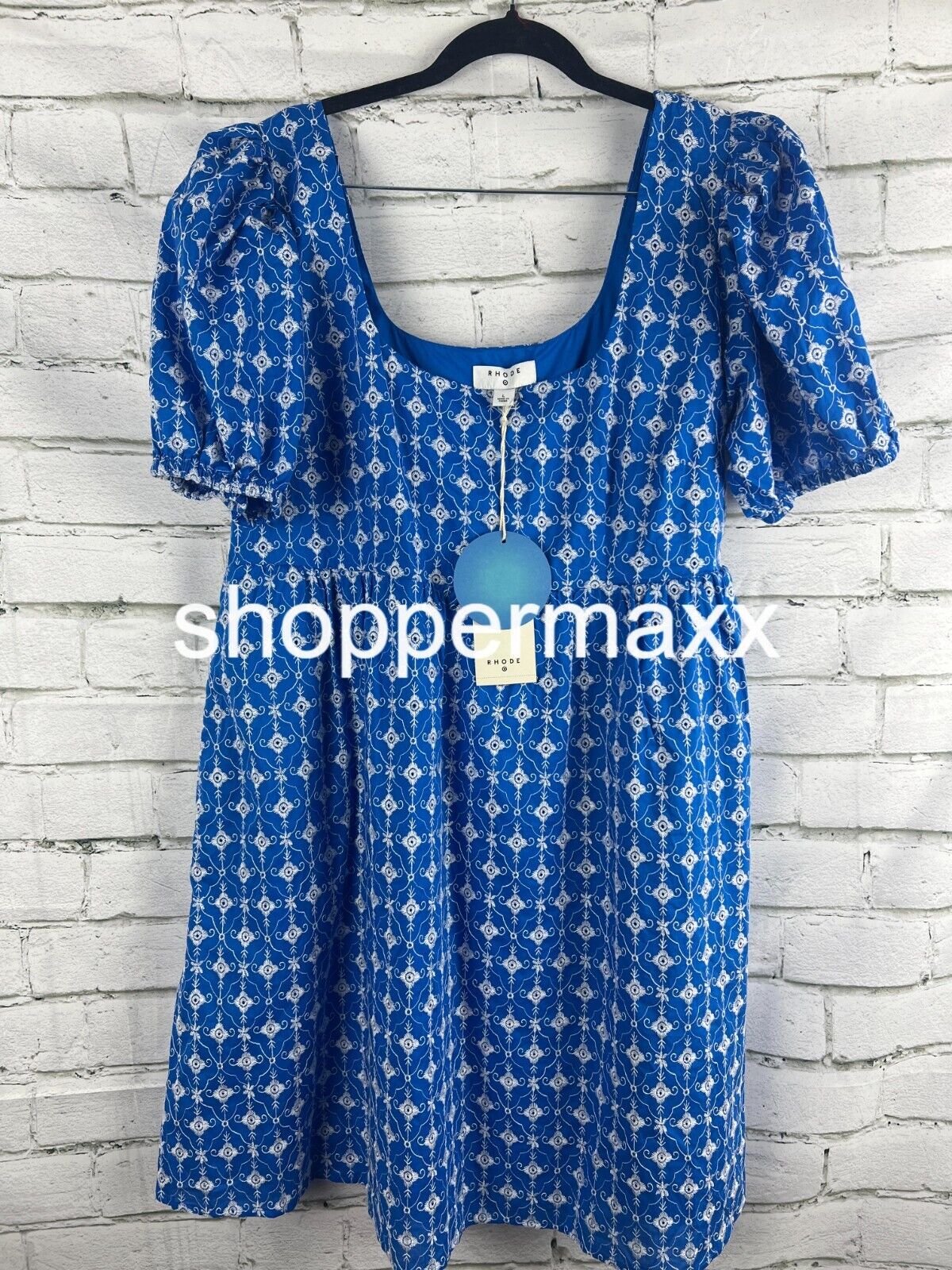 Target Dresses Rhode X Target Blue Puff Sleeve Short Eyelet Mini Dress Size L+XL