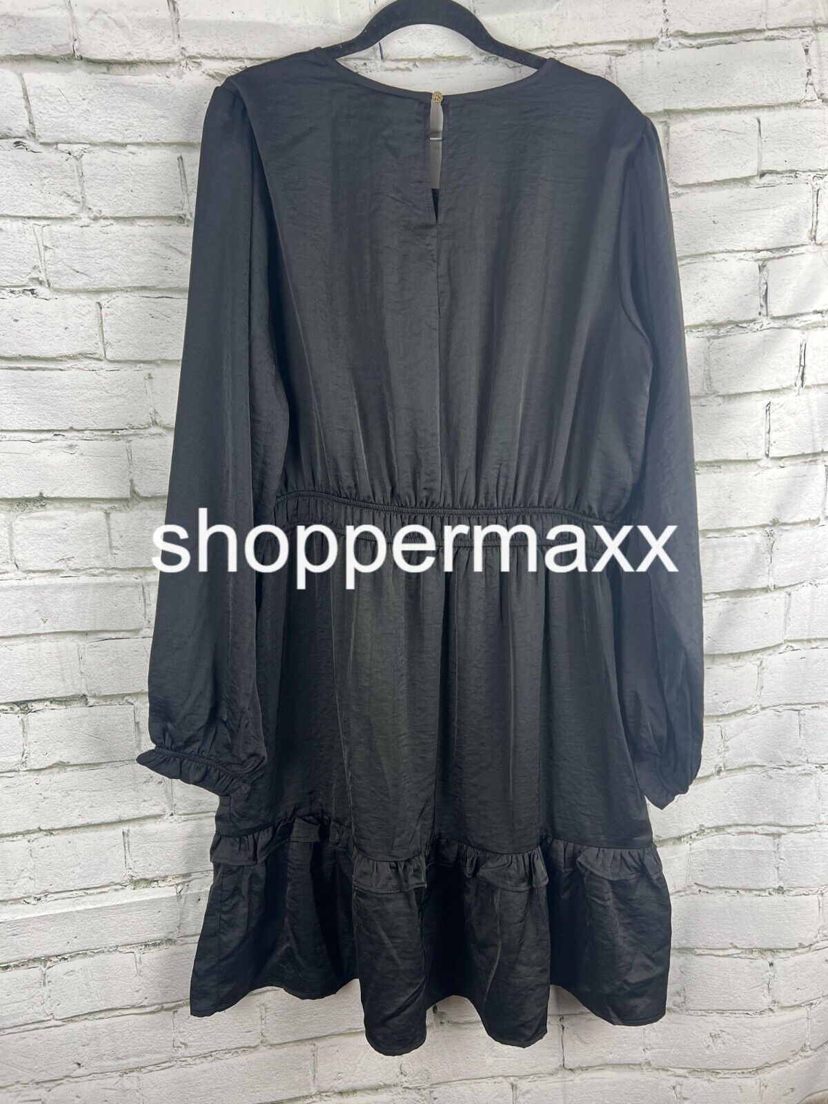 Women's Long Sleeve Satin Dress - Knox Rose, Black, Size X-Large