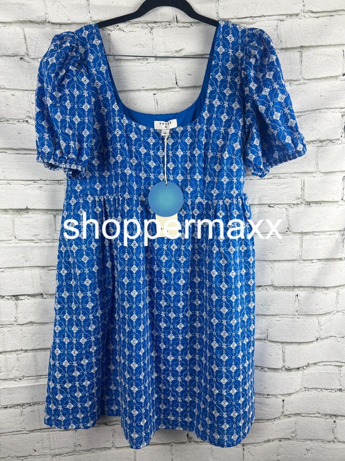 Target Dresses Rhode X Target Blue Puff Sleeve Short Eyelet Mini Dress Size L+XL