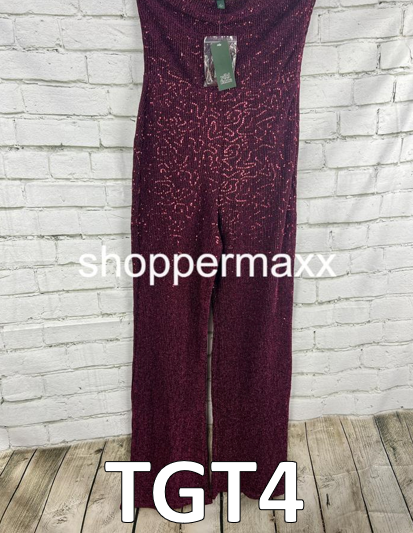 Women's Tube Sequin Mesh Jumpsuit - Wild Fable, Burgundy, Size Medium