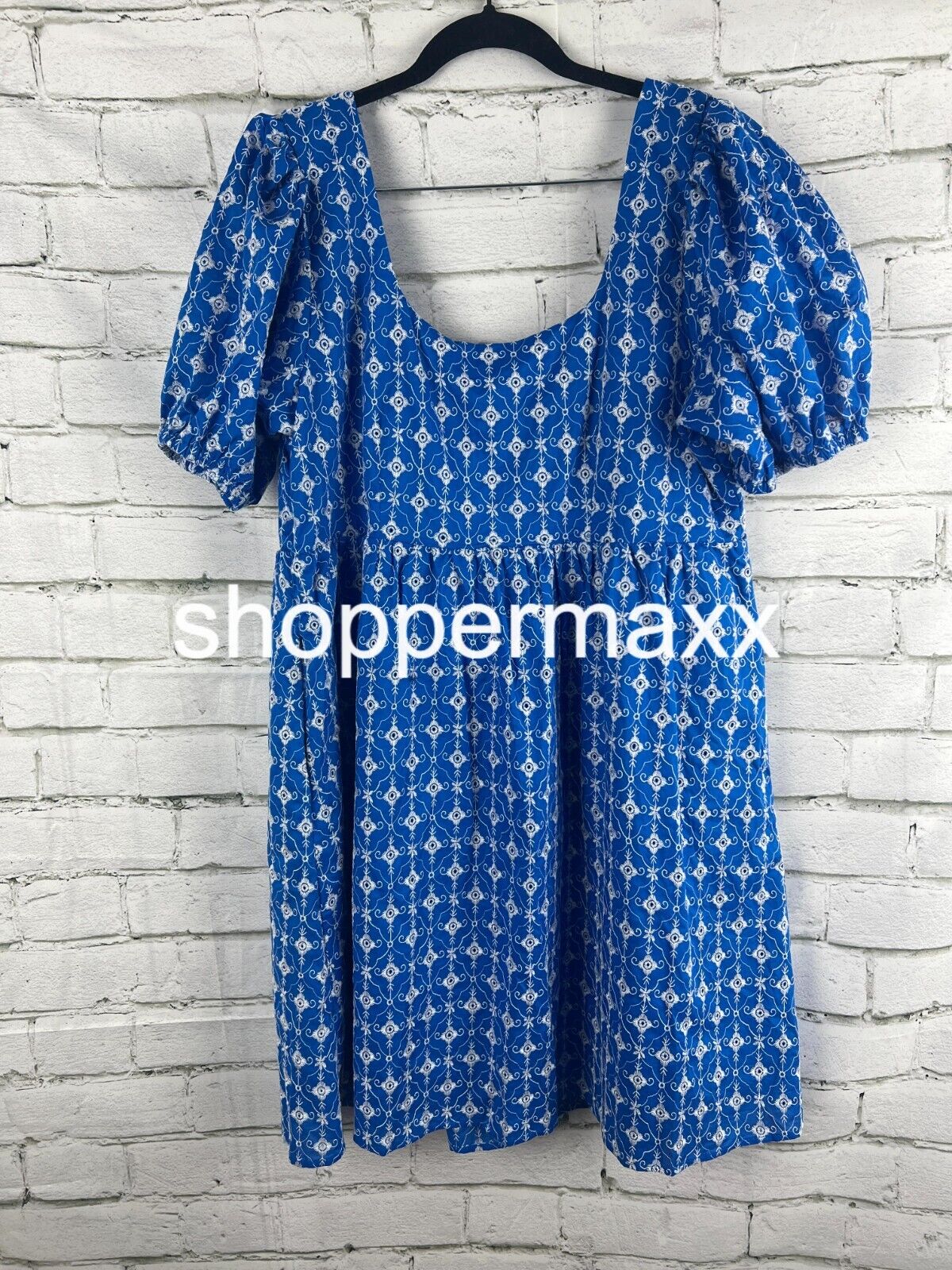 Target Dresses Rhode X Target Blue Puff Sleeve Short Eyelet Mini Dress Size L+XL