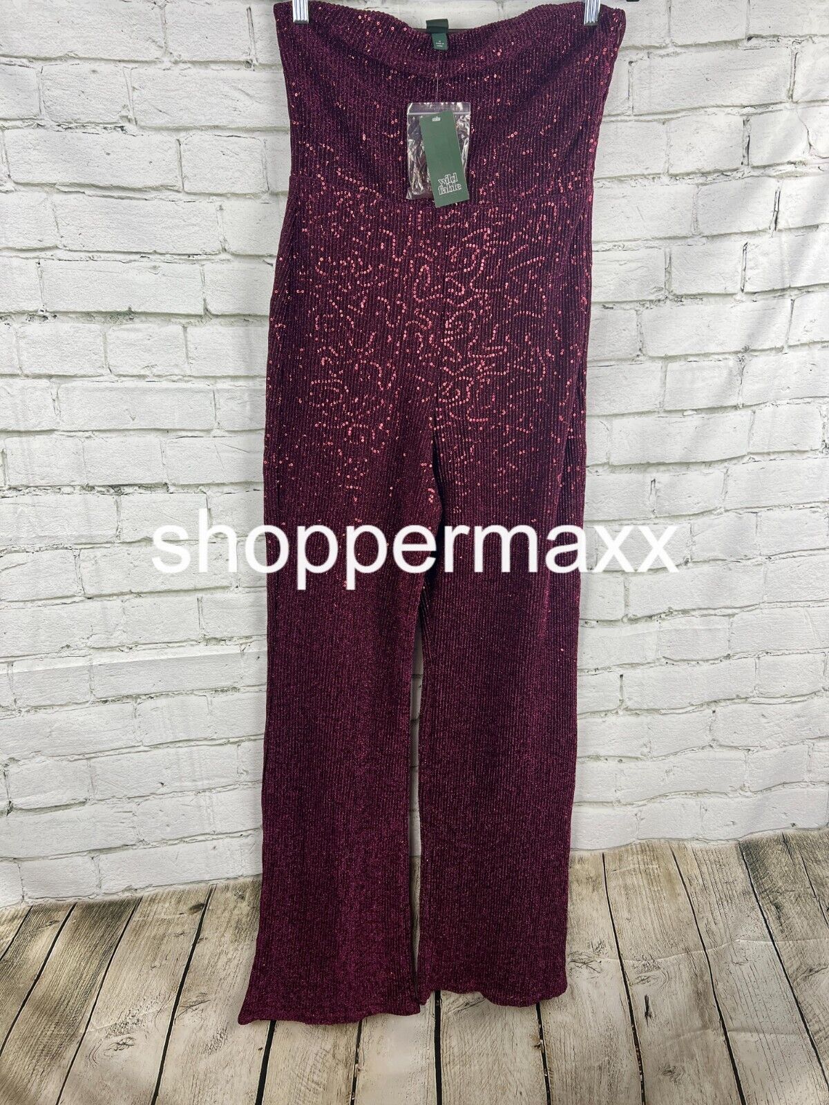 Women's Tube Sequin Mesh Jumpsuit - Wild Fable, Burgundy, Size Medium