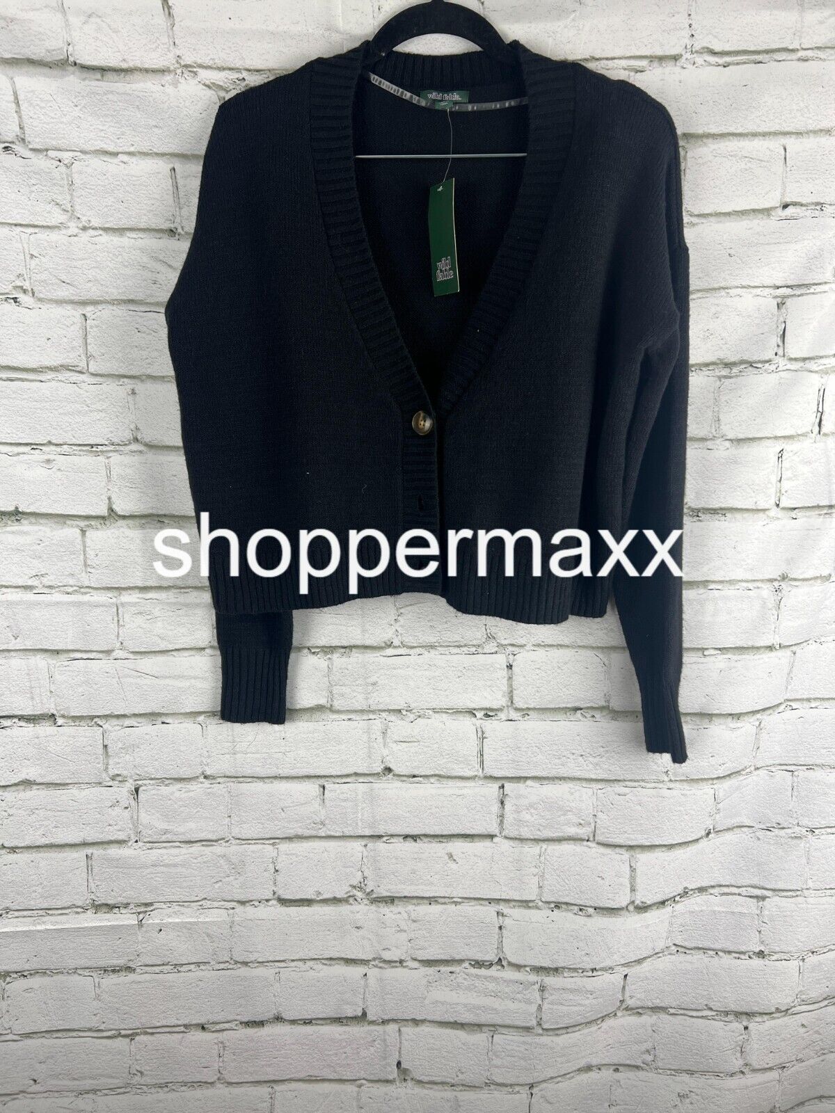 Women's Slouchy Button-Front Cardigan - Wild Fable, Black, Size XX-Small