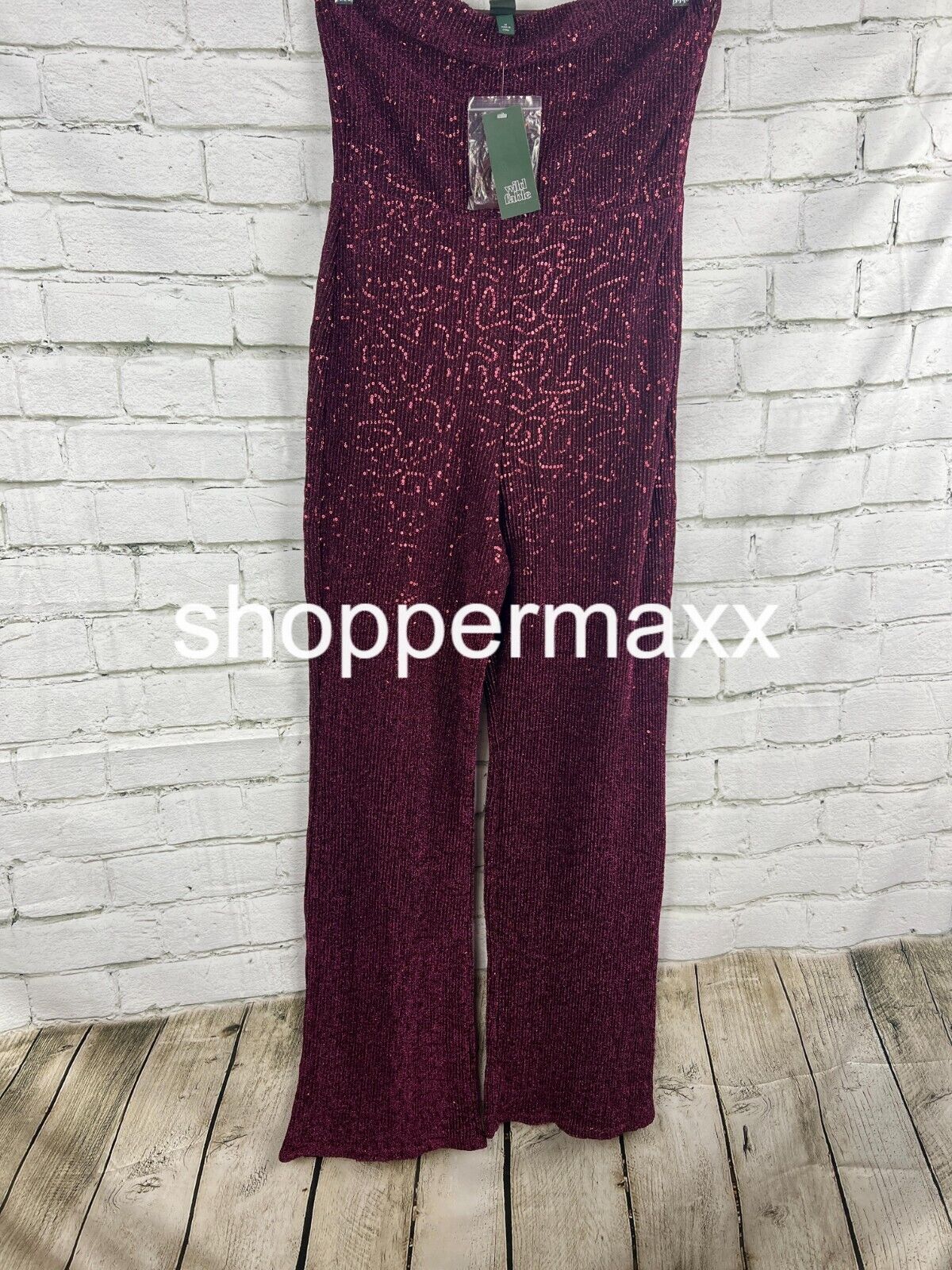Women's Tube Sequin Mesh Jumpsuit - Wild Fable, Burgundy, Size Medium