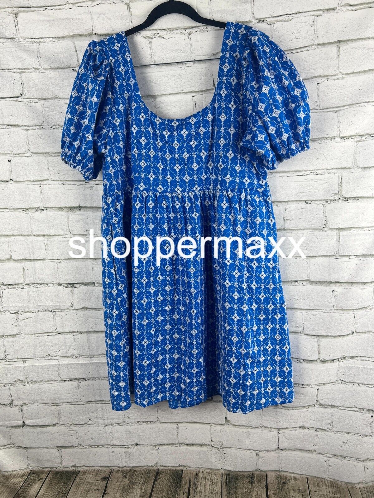Target Dresses Rhode X Target Blue Puff Sleeve Short Eyelet Mini Dress Size L+XL