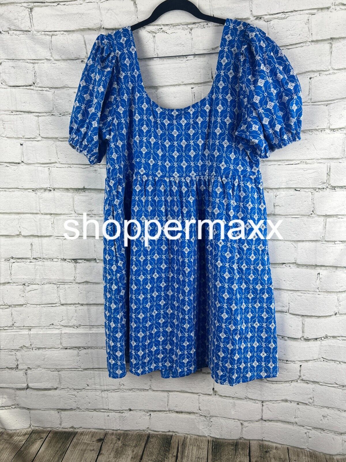 Target Dresses Rhode X Target Blue Puff Sleeve Short Eyelet Mini Dress Size L+XL