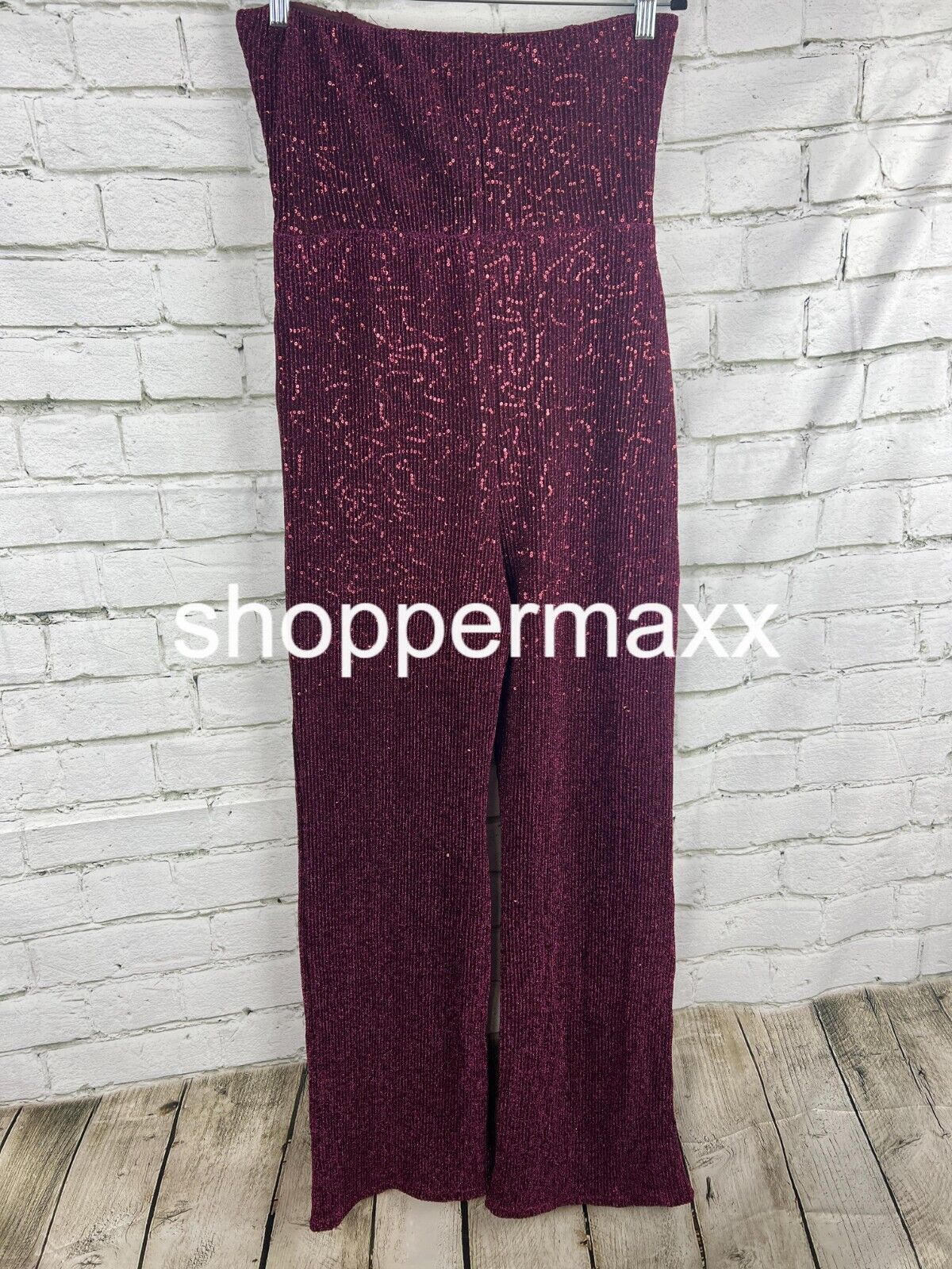 Women's Tube Sequin Mesh Jumpsuit - Wild Fable, Burgundy, Size Medium