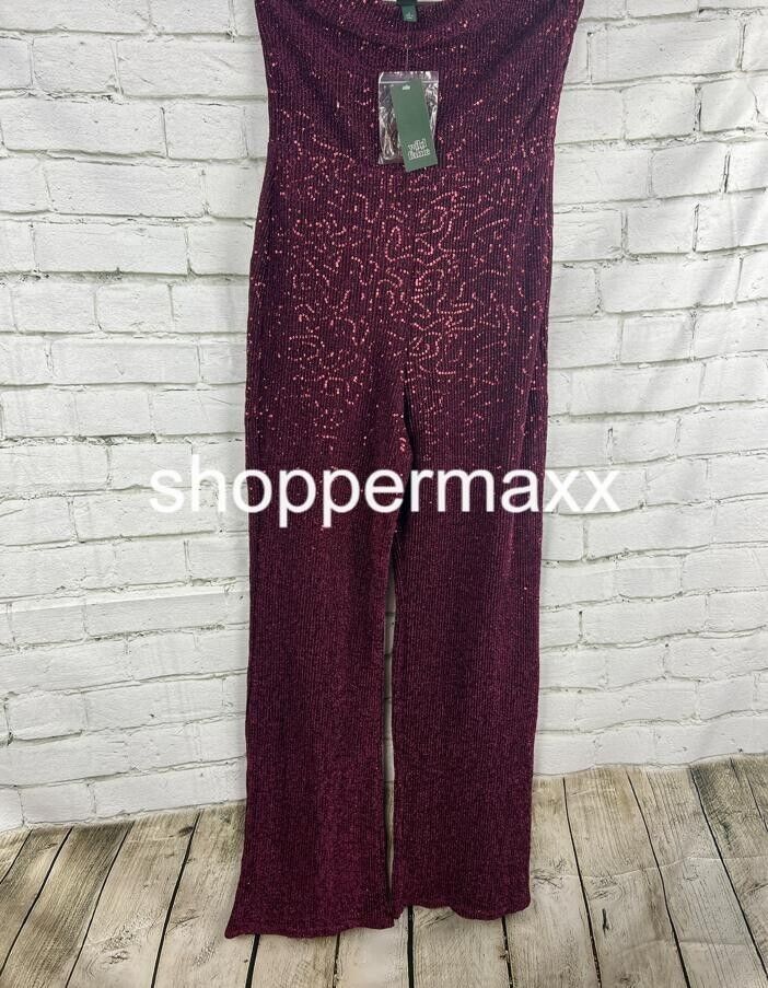 Women's Tube Sequin Mesh Jumpsuit - Wild Fable, Burgundy, Size Medium