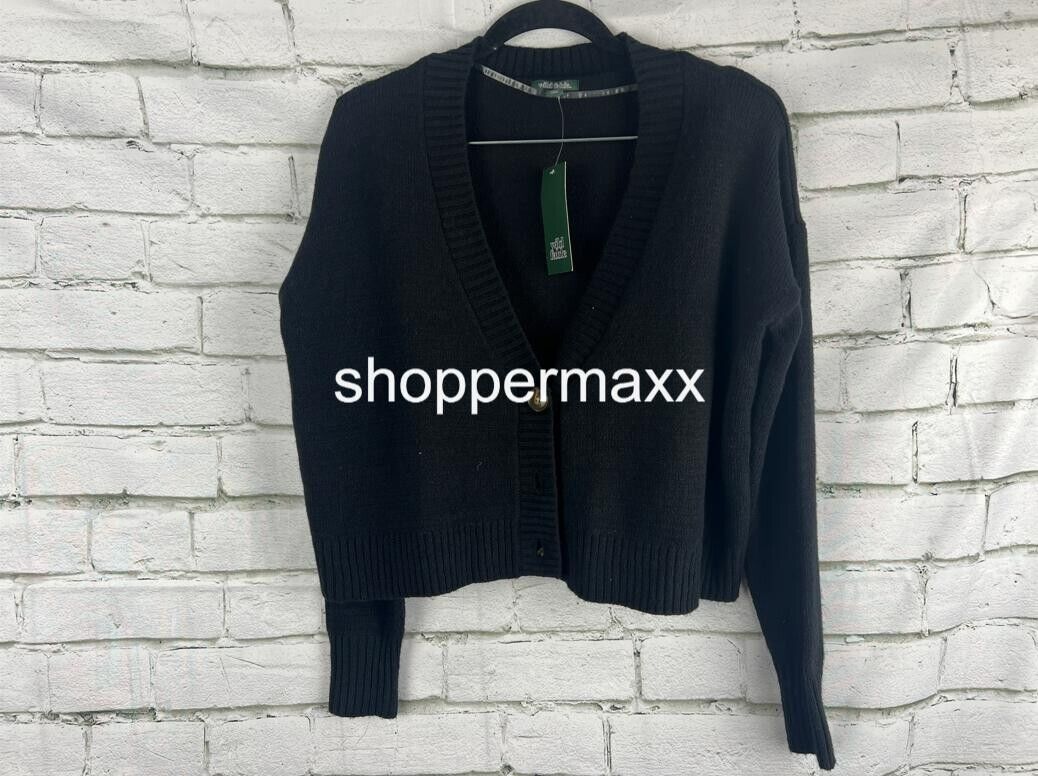 Women's Slouchy Button-Front Cardigan - Wild Fable, Black, Size XX-Small