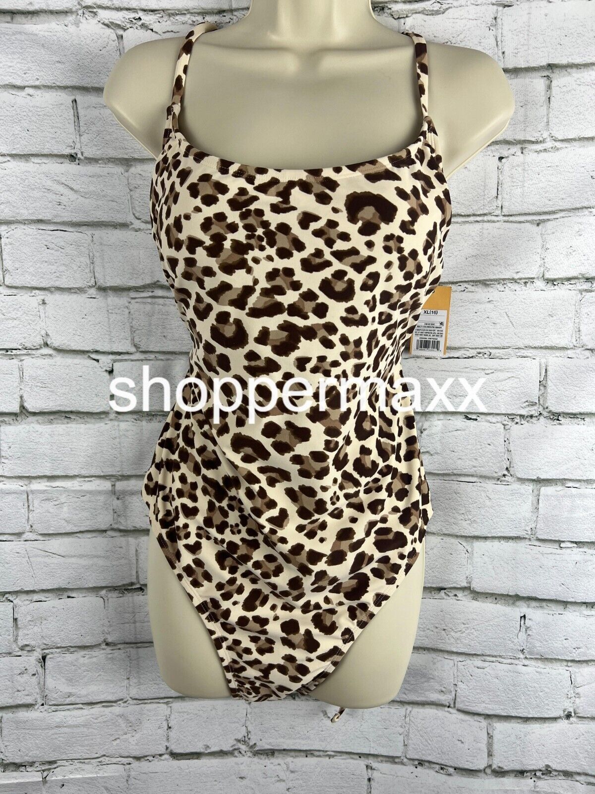 Women's Leopard Print Wrap Belt Medium Coverage 1pc Swimsuit - Kona Sol, XL (16)