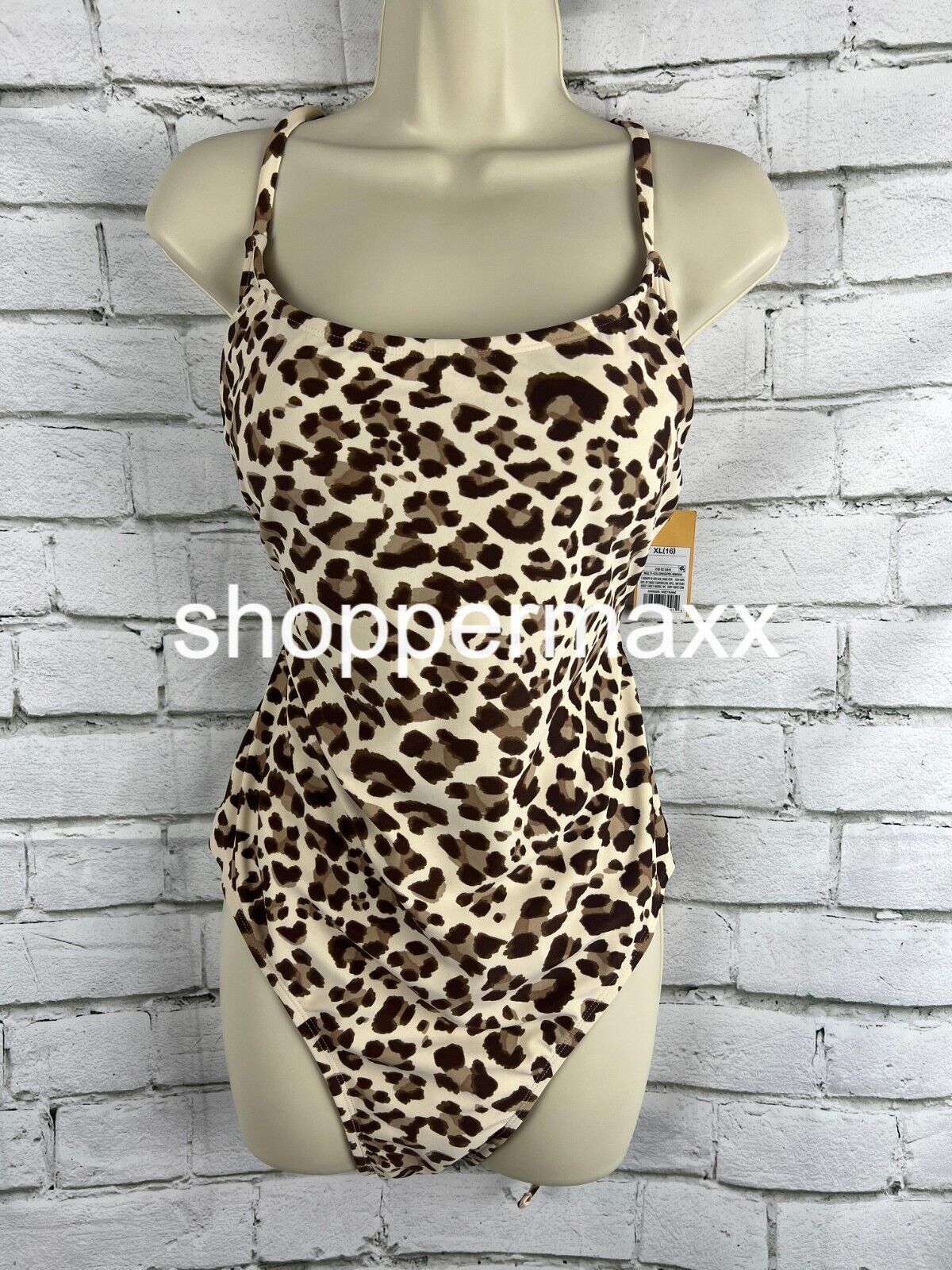Women's Leopard Print Wrap Belt Medium Coverage 1pc Swimsuit - Kona Sol, XL (16)