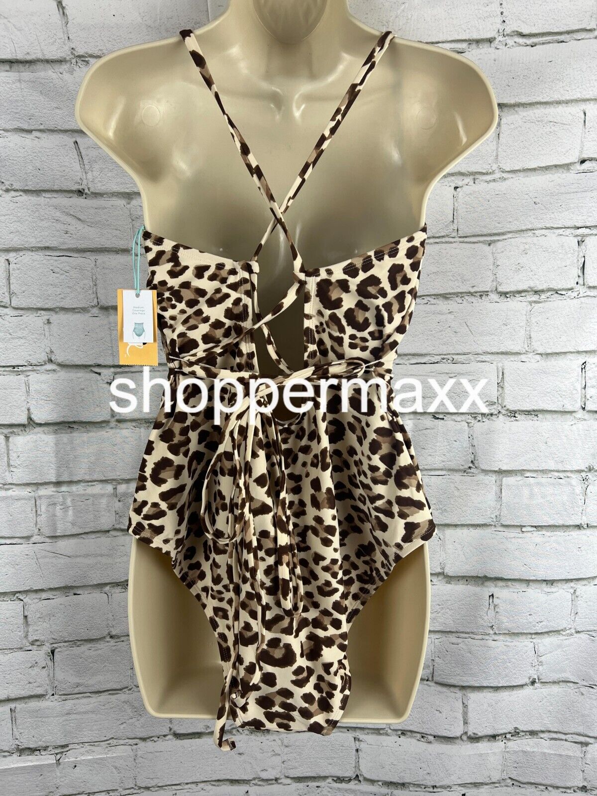 Women's Leopard Print Wrap Belt Medium Coverage 1pc Swimsuit - Kona Sol, XL (16)