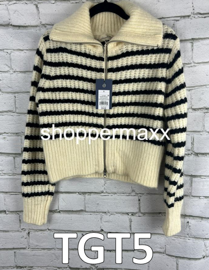 Women's Zip-Up Cardigan - Universal Thread, White/Black, Size Small