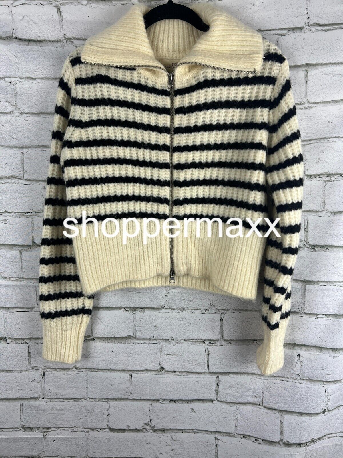 Women's Zip-Up Cardigan - Universal Thread, White/Black, Size Small