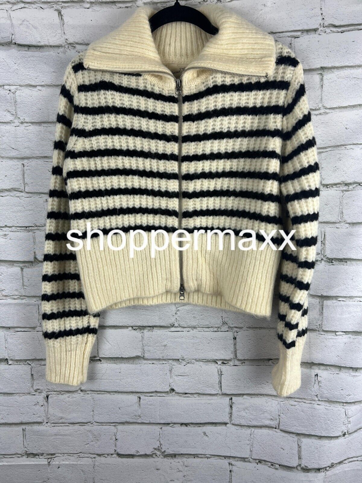 Women's Zip-Up Cardigan - Universal Thread, White/Black, Size Small