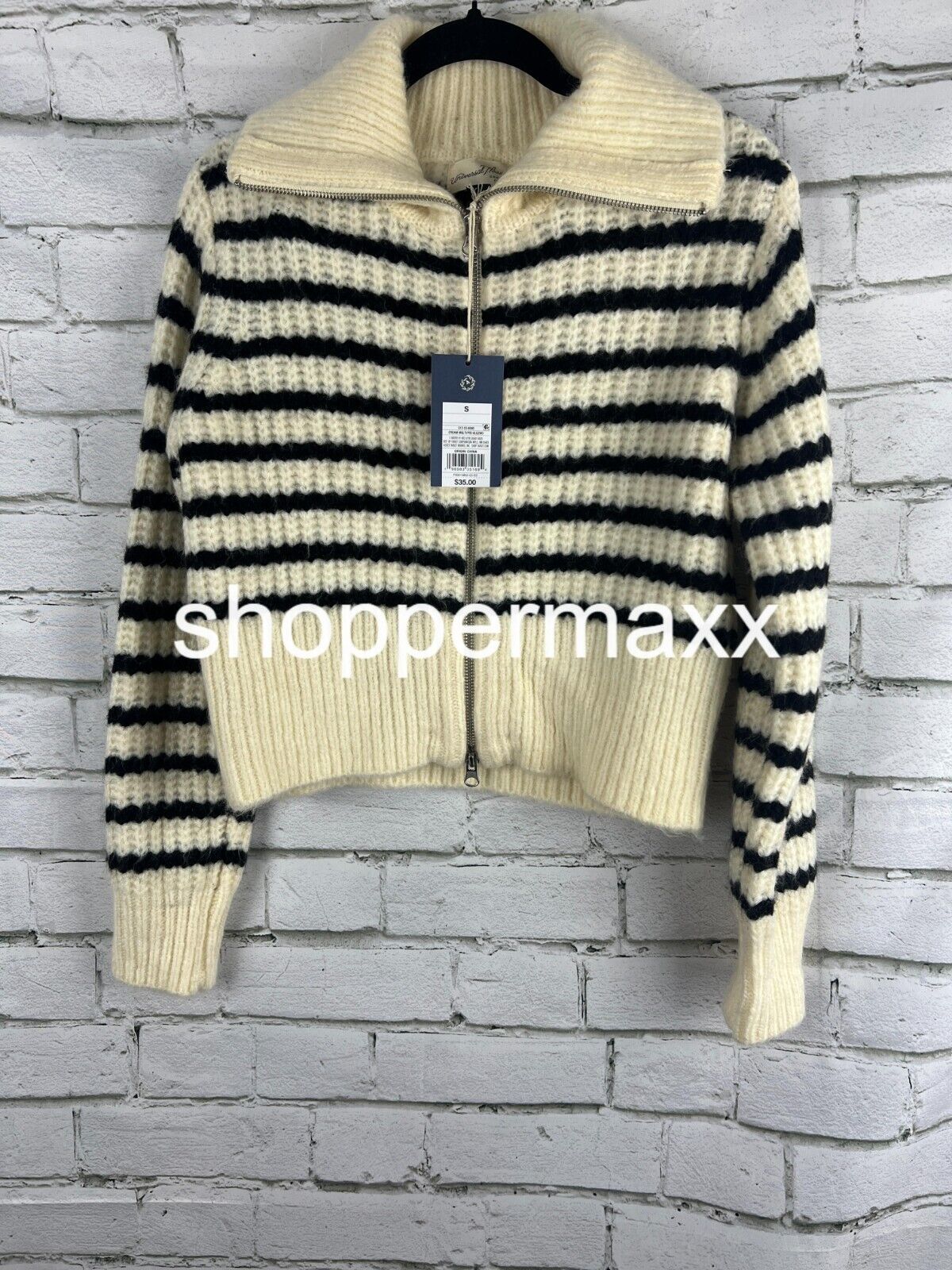 Women's Zip-Up Cardigan - Universal Thread, White/Black, Size Small