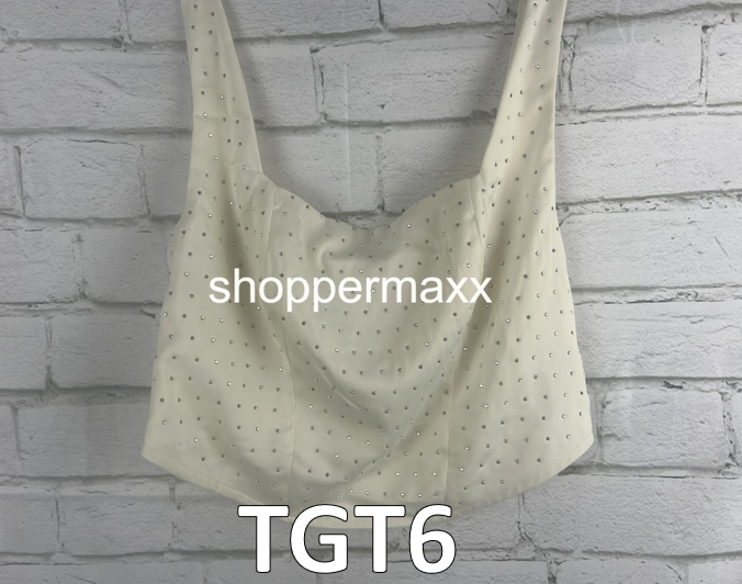 Wild Fable Rhinestone Corset Satin Tank Top Women's Small Size, Off-White