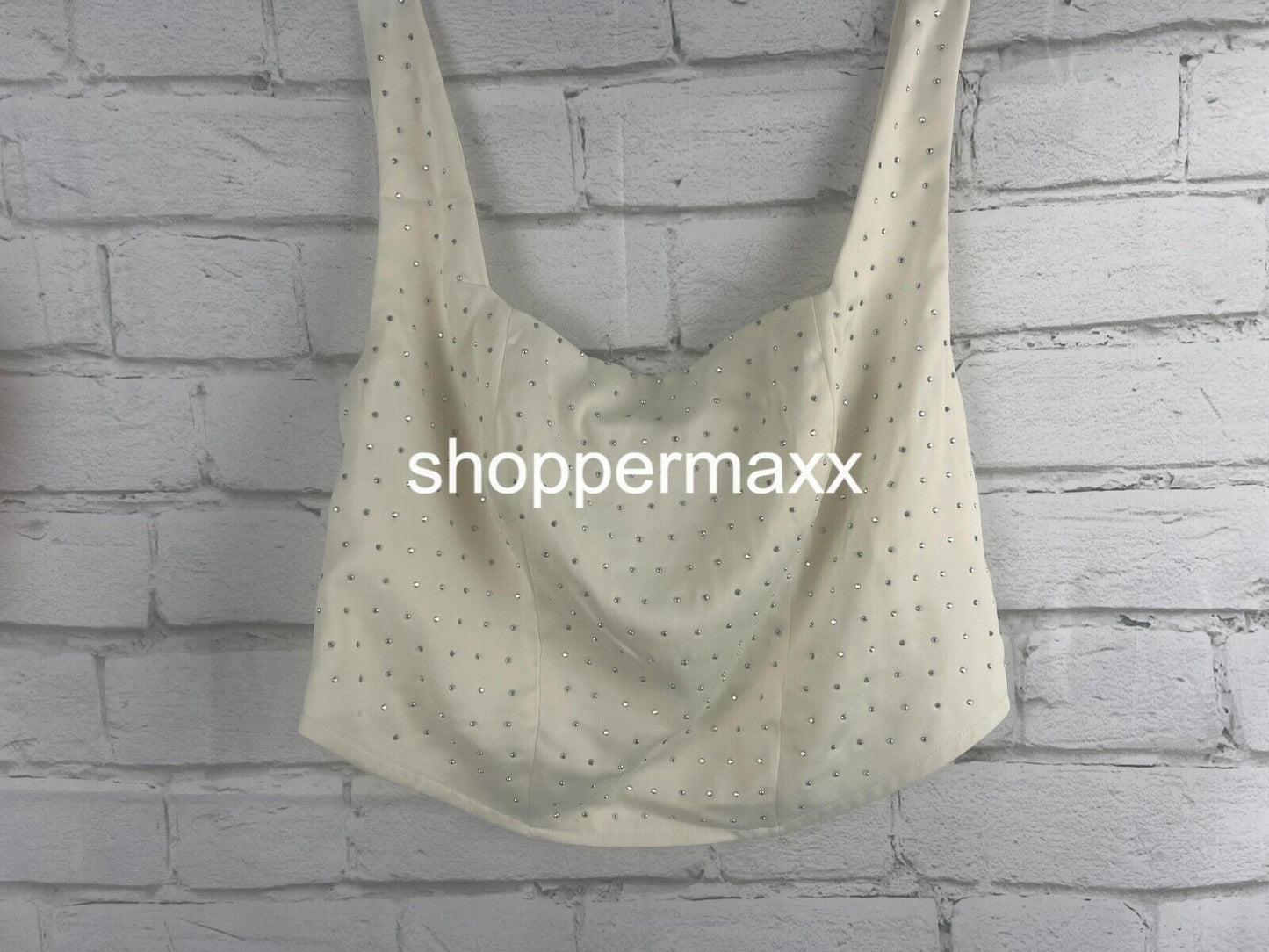 Wild Fable Rhinestone Corset Satin Tank Top Women's Small Size, Off-White