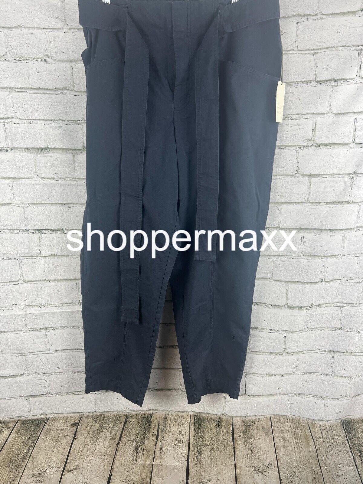 WOMEN'S HIGH-RISE TAPERED ANKLE TIE-FRONT PANTS - A NEW DAY, NAVY, SIZE 16