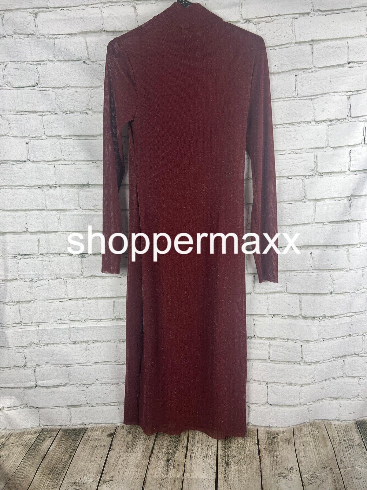 Women's Long Sleeve Lurex Mesh Midi Dress - Wild Fable, Burgundy, Size Medium