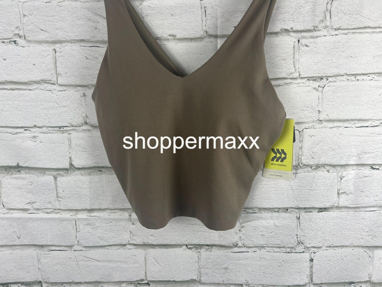 Women's Light Support V-Neck Crop Sports Bra - All In Motion, Dark Brown, XS