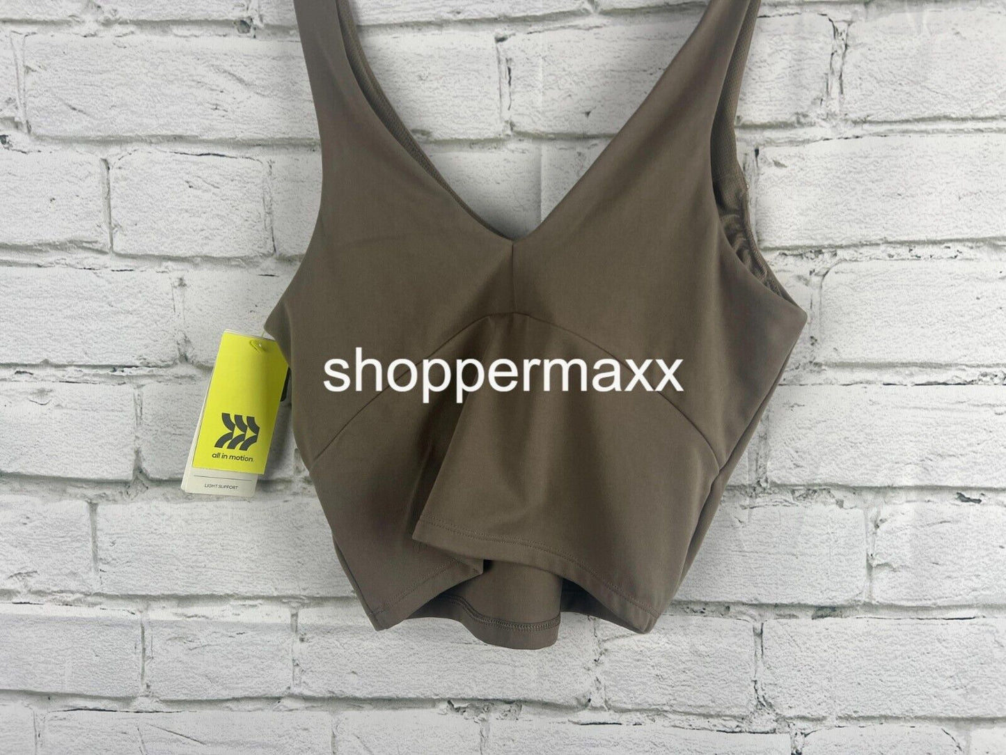 Women's Light Support V-Neck Crop Sports Bra - All In Motion, Dark Brown, XS
