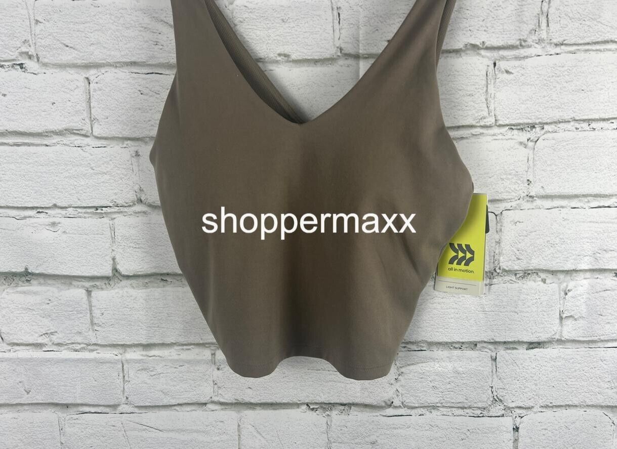 Women's Light Support V-Neck Crop Sports Bra - All In Motion, Dark Brown, XS
