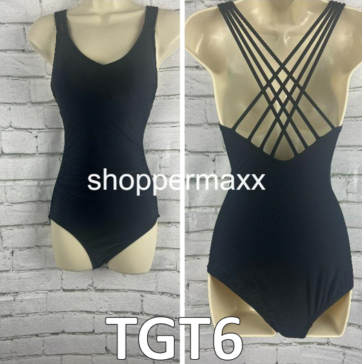Women's Strappy Back Full Coverage One Piece Swimsuit - Kona Sol, Black, X-Small