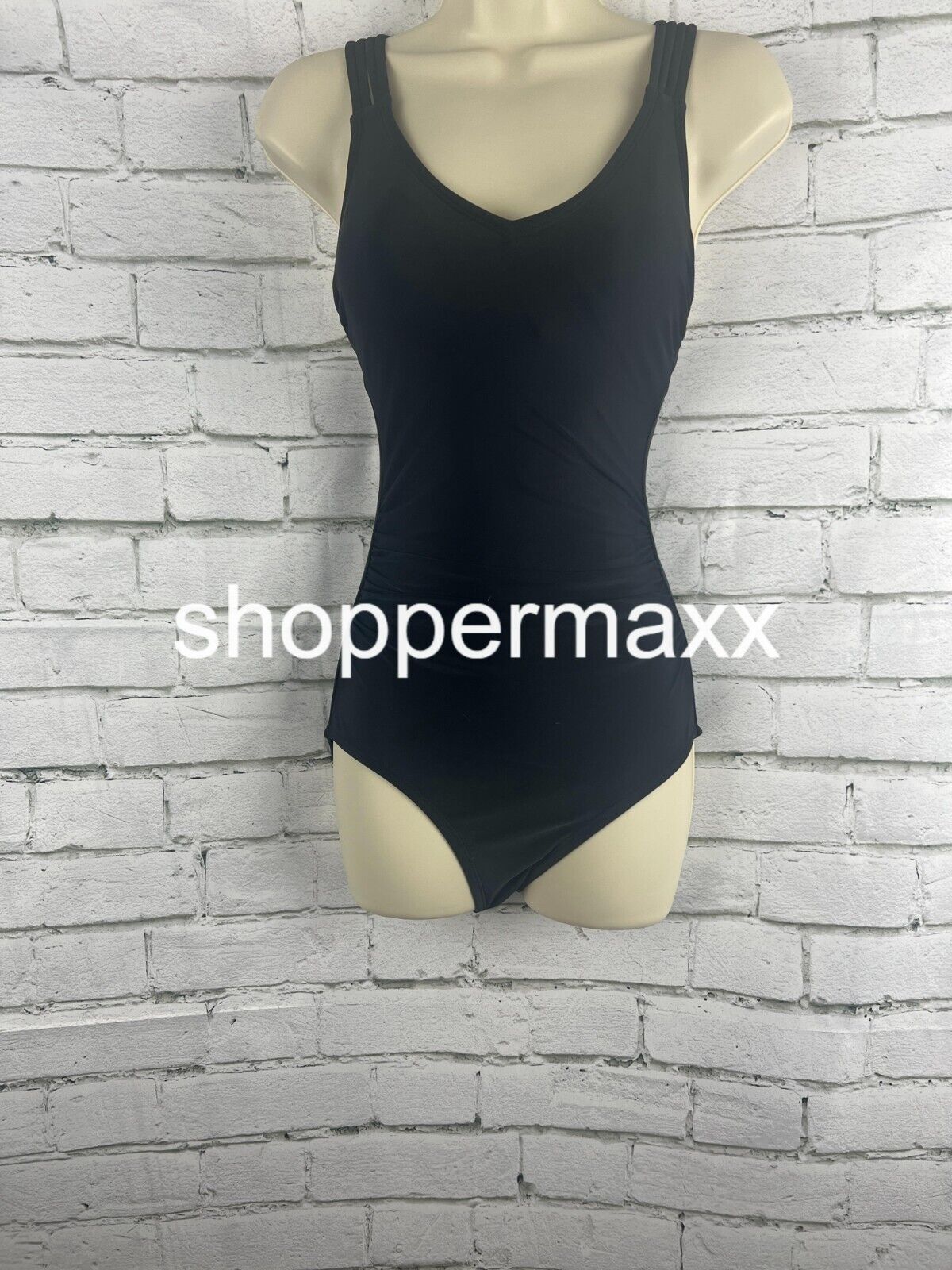 Women's Strappy Back Full Coverage One Piece Swimsuit - Kona Sol, Black, X-Small