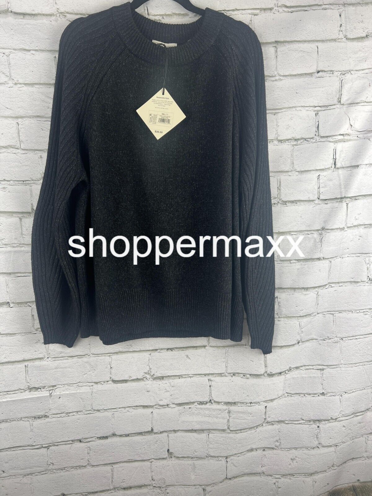 Women's Crewneck Sweater - Ava & Viv, Black, Size XXL