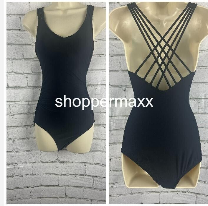 Women's Strappy Back Full Coverage One Piece Swimsuit - Kona Sol, Black, X-Small