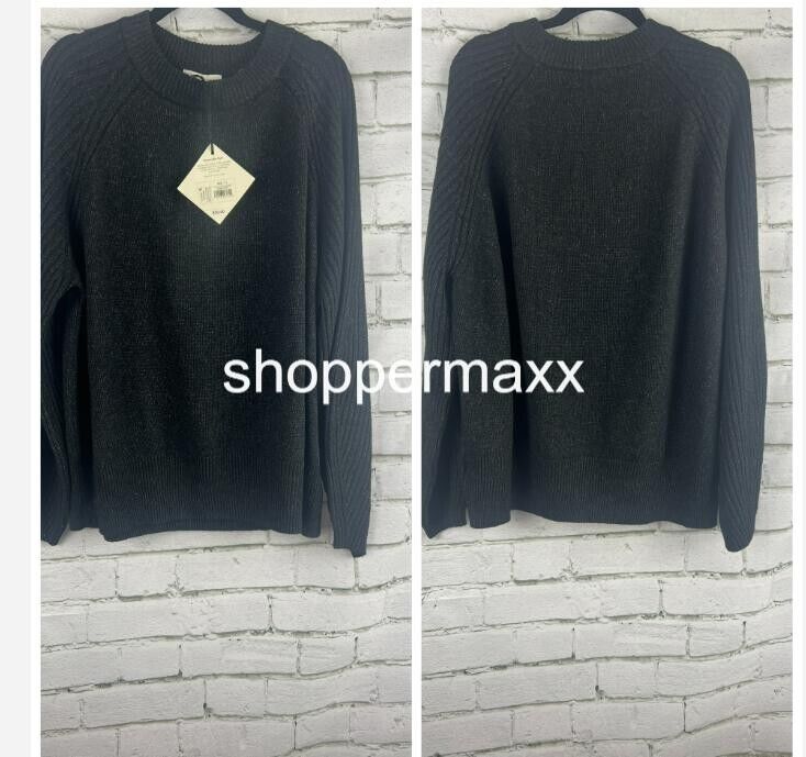 Women's Crewneck Sweater - Ava & Viv, Black, Size XXL
