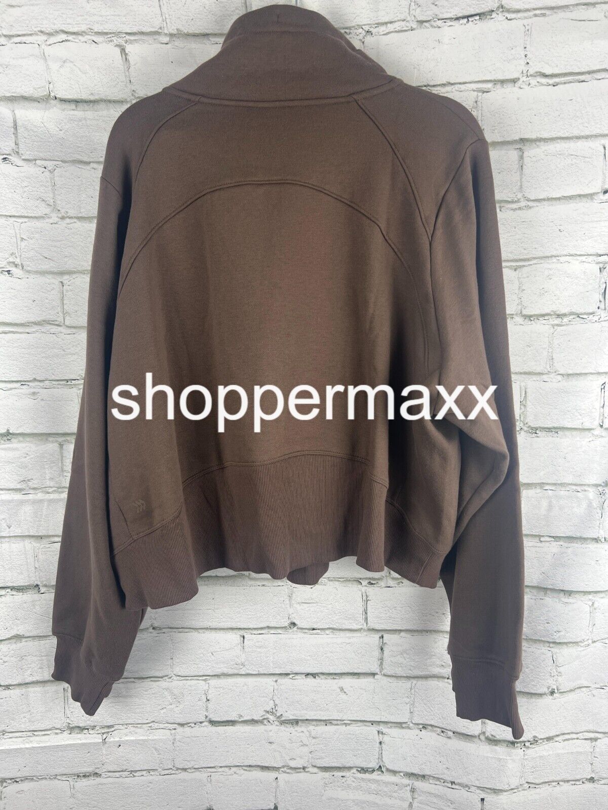 Women's Half Zip Fleece Pull Over Sweatshirt - drawstring hood, Brown, 1X