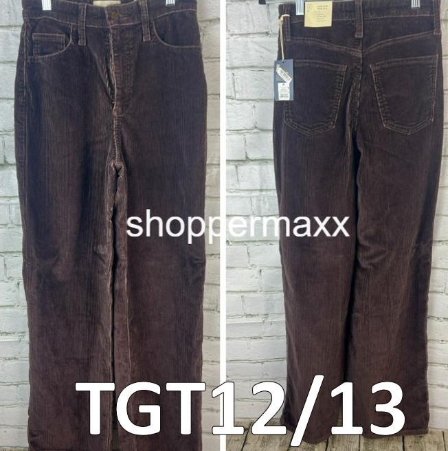 WOMEN'S HIGH-RISE CORDUROY WIDE LEG JEANS - UNIVERSAL THREAD, BROWN, SIZE 2