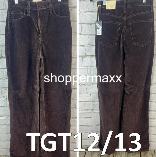WOMEN'S HIGH-RISE CORDUROY WIDE LEG JEANS - UNIVERSAL THREAD, BROWN, SIZE 2